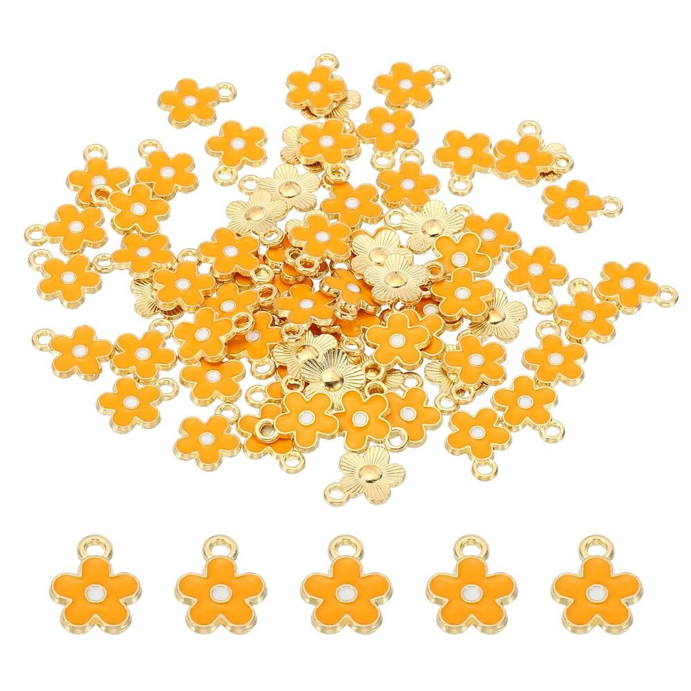 6532 70pcs Flower Charm, Flower Bracelet Charm Pendants Small Bulk Resin